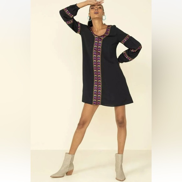 Wrangler Dresses & Skirts - Wrangler Retro Long Balloon Sleeve Western Fashion Embroidered Dress Size Medium